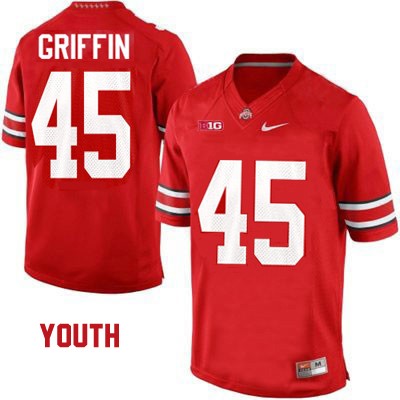 Youth NCAA Ohio State Buckeyes Archie Griffin #45 College Stitched Authentic Nike Red Football Jersey DZ20I32ZU